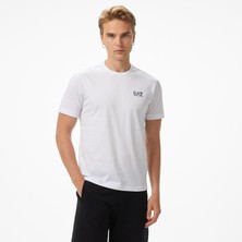 Ea7 Erkek Beyaz Bisiklet Yaka T-SHIRT.1100