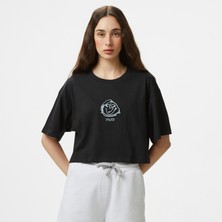 Vans Grinning Face Ss Relax Crop Kadın Siyah T-Shirt.-