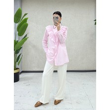 Fırfırlı Taş Işlemeli Poplin gömlek