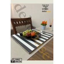 Antrasit-Beyaz (4 Adet) Çok Amaçlı Koltuk Kenar Sehpası, Supla, Yemek Servis Altlığı