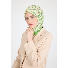 Yağ Yeşili Desenli Eşarp 5694
