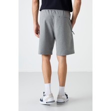 Tommy Life Gri Melanj Erkek Gizli Fermuar Arka Cepli Bağcıklı Standart Kalıp Şort-81136