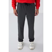 Tommy Life Antrasit Melanj Bağcıklı Cepli Standart Kalıp Klasik Paça Erkek Eşofman Alt - 84682