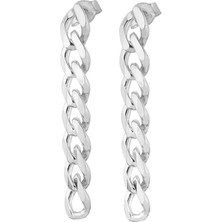 Gimora Gümüş Üzeri Rodyum Kaplama Retro Zincir Küpe