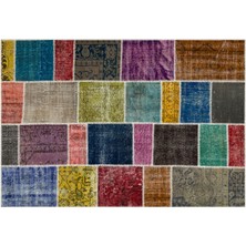 Çok Renkli Doğal Dokuma Patchwork Halı