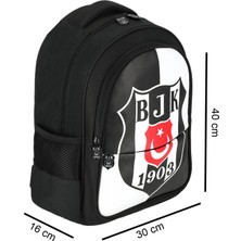 Beşiktaş 3 Bölmeli Bjk 1903 Logo Baskılı Suni Deri Okul Sırt Çantası Siyah (25360)