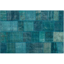 Mavi Doğal Dokuma Patchwork Halı