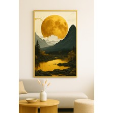 Ayın Sonsuzluğu Modern Tekli Tablosu - Gerçek Cama Baskı Gold Alüminyum Metal Çerçeveli