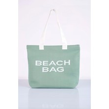 Beach Bag Yazılı Triko Plaj Çantası