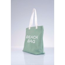 Beach Bag Yazılı Triko Plaj Çantası