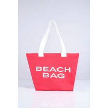 Beach Bag Yazılı Triko Plaj Çantası