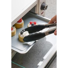 Cedric Metal Saplı Kilit Sistemli Silikon Uçlu Servis Maşası Siyah 26 cm
