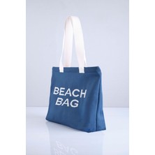 Beach Bag Yazılı Triko Plaj Çantası