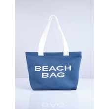 Beach Bag Yazılı Triko Plaj Çantası