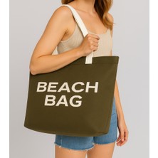 Beach Bag Yazılı Triko Plaj Çantası