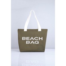 Beach Bag Yazılı Triko Plaj Çantası