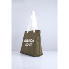 Beach Bag Yazılı Triko Plaj Çantası