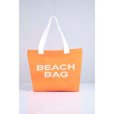 Beach Bag Yazılı Triko Plaj Çantası