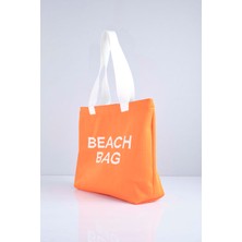 Beach Bag Yazılı Triko Plaj Çantası