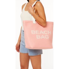 Beach Bag Yazılı Triko Plaj Çantası