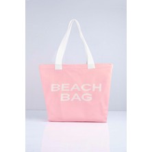 Beach Bag Yazılı Triko Plaj Çantası