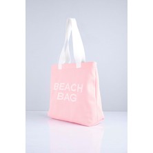 Beach Bag Yazılı Triko Plaj Çantası
