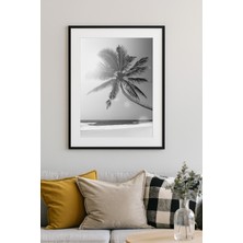 Huzurun Gölgesinde Modern Tekli Tablosu - Gerçek Cama Baskı Siyah Alüminyum Metal Çerçeveli