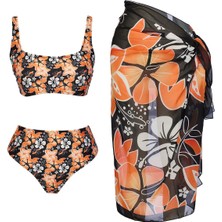 Pareolu Straplez Askılı Bikini Takım