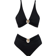 Sailor Moda Tasarım Yüksek Bel Bikini Takım Siyah Renk %80 Polyamide %20 Elastane Kadın