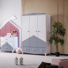 Fethiye 3 Kapılı Dolap - Beyaz Gri