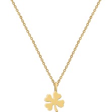 Gimora Gümüş Üzeri 14 Ayar Altın Kaplama Yonca  Kolye