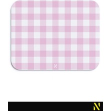 Nilizma Pembe Ekose Pötikare Desenli Ergonomik Mouse Pad - 23 x 19 cm - Kaymaz Taban Ev ve Ofis Kullanımı Fare Altlığı Mousepad