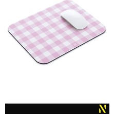 Nilizma Pembe Ekose Pötikare Desenli Ergonomik Mouse Pad - 23 x 19 cm - Kaymaz Taban Ev ve Ofis Kullanımı Fare Altlığı Mousepad