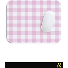 Nilizma Pembe Ekose Pötikare Desenli Ergonomik Mouse Pad - 23 x 19 cm - Kaymaz Taban Ev ve Ofis Kullanımı Fare Altlığı Mousepad