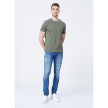 Fabrika Düşük Bel Slim Fit Mavi Erkek Denim Pantolon 5156