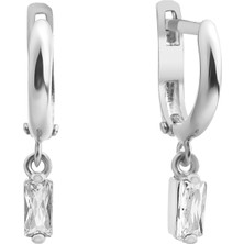 Gimora Gümüş Üzeri Rodyum  Kaplama Zirkon Baget Taşlı  Halka Küpe