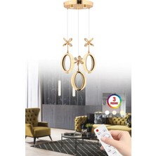 Istanbul Avize Zeus 3'lü Gold Kumandalı 3 Renk Ledli Modern LED Avize