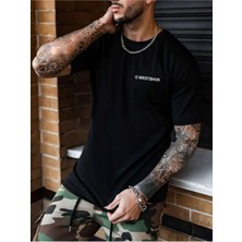 Noflen ©wrstbhvr Baskılı Unisex Siyah Oversıze T-Shirt