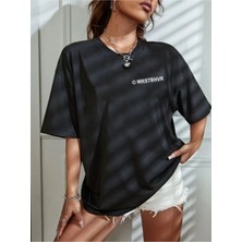 Noflen ©wrstbhvr Baskılı Unisex Siyah Oversıze T-Shirt
