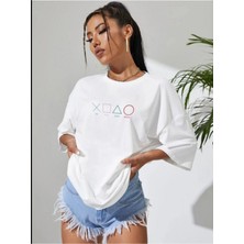 Noflen Game Pad Control Baskılı Oversize Tshirt  Unısex