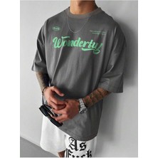 Noflen Unisex Wonderfuly Baskılı Oversize %100 Pamuk T-Shirt