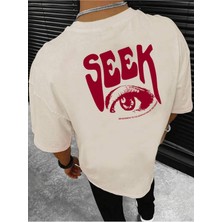 Noflen Unisex Göz Eye Baskılı Oversize %100 Pamuk T-Shirt