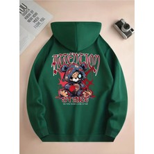 Unisex Stare Baskılı Oversize Kapüşonlu Sweatshirt Hoodie