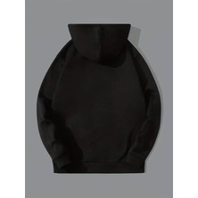 Unisex Siyah Brooklyn Baskılı Oversize Sweatshirt Hoodie