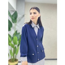 Önden Hırka Görünümlü Çizgili gömlek