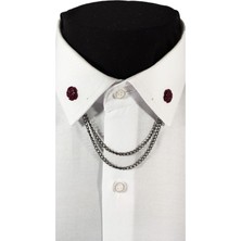 Mürdüm Renginde Metal Gömlek Yaka Iğnesi Yaka Zinciri