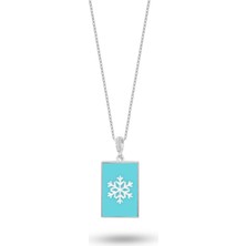 Doğal Taşlı Kar Tanesi Gümüş Kolye Turkuaz Taşlı Gümüş Rengi