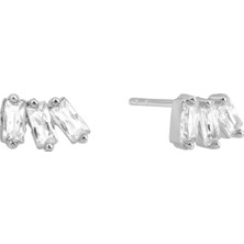 Gimora Gümüş Üzeri Rodyum Kaplama Zirkon Baget Taşlı Halka Küpe