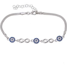 Nazar Boncuğu Sonsuzluk Model-2 925 Ayar Gümüş Kadın Bileklik