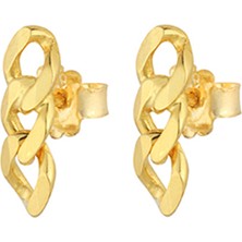 Gimora Gümüş Üzeri 14 Ayar Altın Kaplama Retro Zincir Küpe